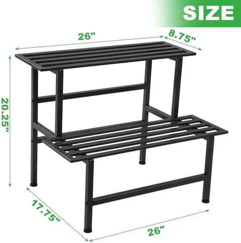 Dipion 2 Tier Metal Plant Stand Outdoor Indoor,Ladder Plant Shelf,Black - Image 6