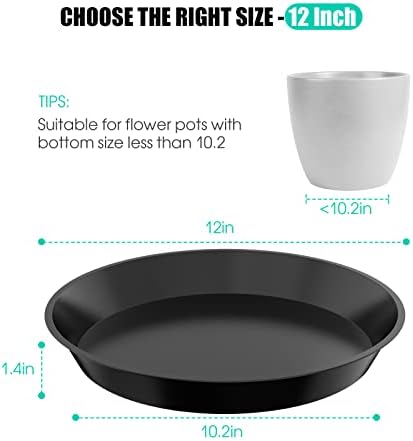 6 Pack Plant Saucer 4 6 8 10 12 14 16 18 20 22 Inch Plastic Plant Tray, Sturdy and Durable Flower Pot Container Accessories Plant Pot Saucers for Indoor and Outdoor (12 Inch, Black) - Image 2