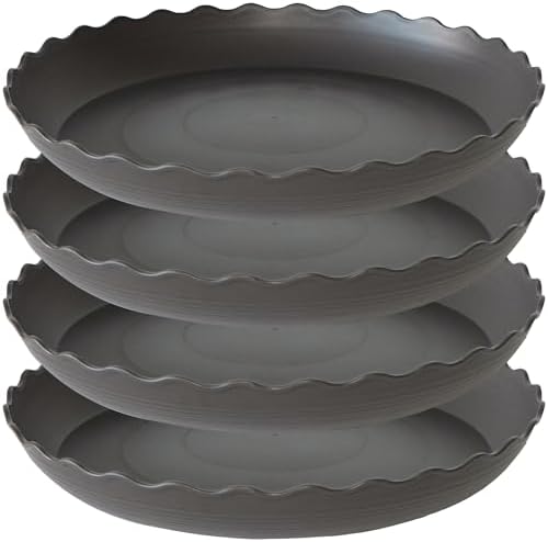 4 Pack of 14 inch Plant Saucer Plant Tray, Plastic Plant Saucer, Heavy Duty Plant Tray for Pots, Plant Saucers for Indoors Planter, Garden Water Plate Bowls for Gallon Grow Bags (Brown) by Unknown