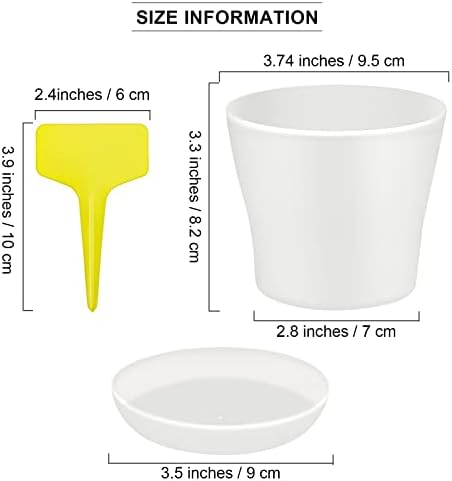 ADXCO 16 Pack 4 Inch Plastic Planters Assorted Flower Plant Pots Seedling Nursery Pots with Tray, Outdoor Indoor Plants for Seedling, Transplanting, Cutting, White - Image 2