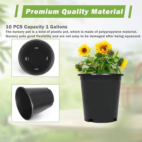 HOSTIC 1 Gallon Flexible Nursery Pots Gallon Pot with Drainage Holes Plastic Plant Container Suitable for Indoor Outdoor Vegetables Flowers Plants 10 PCS - Image 3