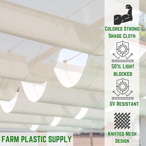 Farm Plastic Supply - White Shade Cloth - 50% - Mesh Fabric for Fence Privacy Screen, Garden Shade, Mesh Fence Screening, Shade Cloth Rolls, Wind Screen (10' x 20') - Image 2