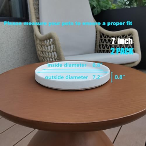 2 Pack Plant Water Catcher Tray - 7 Inch Ceramic Plant Saucer for Indoors/Outdoors, Round Flower Pot Saucer Plant Pot Saucer Plant Drip Trays for Potted Plants Drainage(Frosted White) - Image 3
