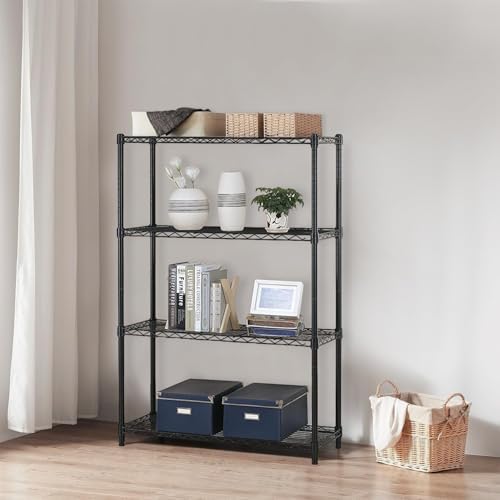 Meet perfect 4-Tier Wire Shelving Unit, 1000 lb, 35.5 x 14 x 54 in, Black - Image 2