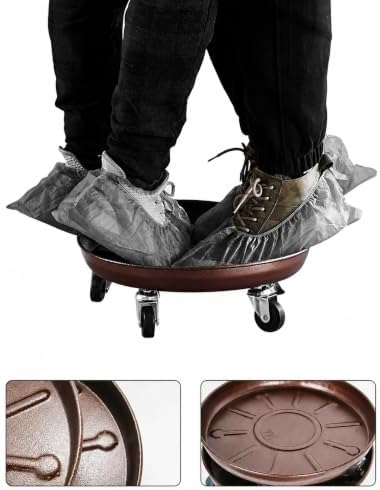 16" Metal Rolling Plant Caddy with Wheels, Indoor Outdoor, 2-Pack Brown - Image 5