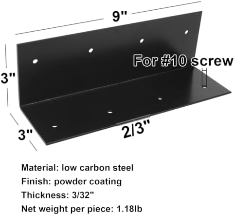 4 Pack 9" x 3" Black Raised Bed Garden Corner Bracket for Wood - Image 2
