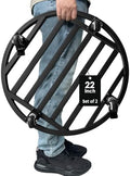 22" Metal Plant Caddy with Wheels Heavy Duty,Round Large Plant Stand Indoor Outdoor Use,Rolling Plant Dolly with Industrial Casters,Rust-Proof Black Plant Tray for Large Planters Pots,2-Pack by Hongsane