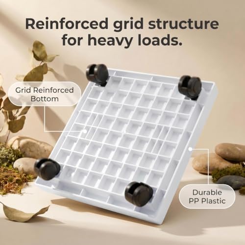 14.2 Inch Square Rolling Plant Caddy Saucer with Wheels, Heavy Duty Wheeled Planter Stand for Potted Plant, Coaster Roller Base Tray with Casters, Flower Pot Dolly Holder for Indoor Outdoor - Image 5