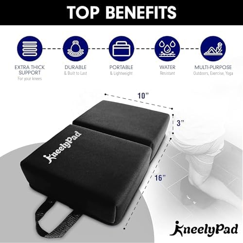 KneelyPad by Kneely | Kneeling Pad for Gardening, Exercise, Cleaning, & Mechanic Work | Extra Thick Memory Foam Knee Cushion for Gardening & More with Washable Cover | Foldable Knee Pad with Handle - Image 2
