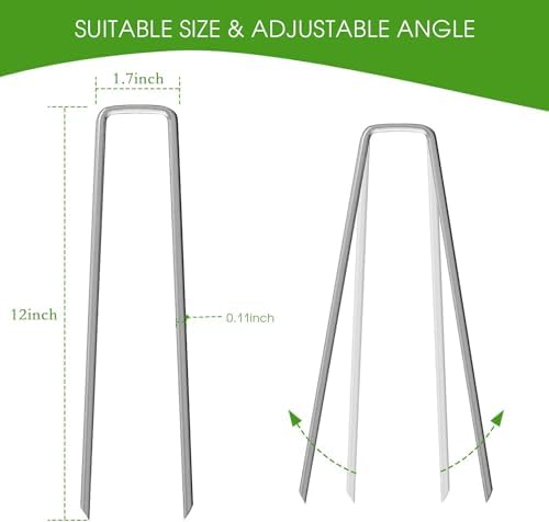 12 Inch Galvanized Garden Landscape Staples Stakes, 25 50 100 PCS Anti-Rust Garden Staples Tent Ground Stakes U-Shaped Landscape Pins for Secure Lawn Fabric, Decoration (100, 12 Inch) - Image 2