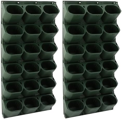 Vertical Wall Planter, Stackable Wall-Mounted Planter Indoor Outdoor w/36 Plastic Pots Living Wall Garden w/36 Non-Woven Fabrics Vegetable Hanging Pocket Holder Flowerpot (Army Green) by Unknown