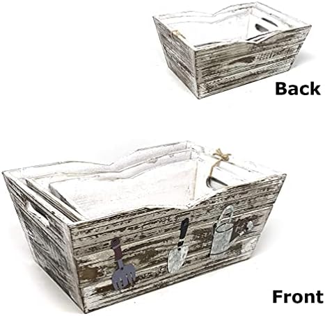 allgala HD88341 3-PC set Wooden Boxes Planter Trough for flower pots - Indoor Outdoor decoration Storage Display Boxes (Style 4) - Image 3