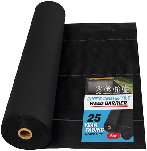 Super Geotextile Professional 5oz Geotextile Weed Barrier Fabric - Heavy Duty Landscape Fabric for Gardening, Landscaping, Weed Fabric (10x100) by SuperGeotextile