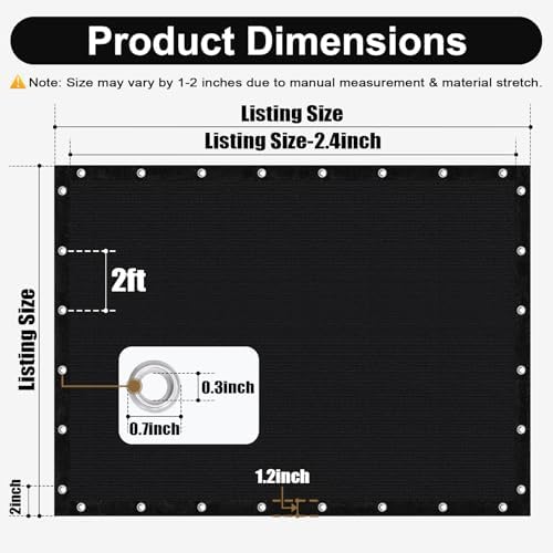 Artpuch 90% Sun Shade Cloth, 8 x 12 FT Pergola Shade Cover Canopy with Grommets, Sun Screen Fabric Tarp for Patio, Outdoor, Garden, Backyard, Black - Image 4