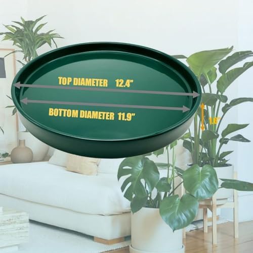 Yukfona Ceramic Plant Saucer Tray 1 Pcs 12 Inch Green, 12.5" OD x11.9 ID x1.6 Deep| Fits Flower pots Bottom≤ 11.9", Heavy Duty Glazed Round Planter Drip with Catch Basin for Indoor Outdoor Plants - Image 2