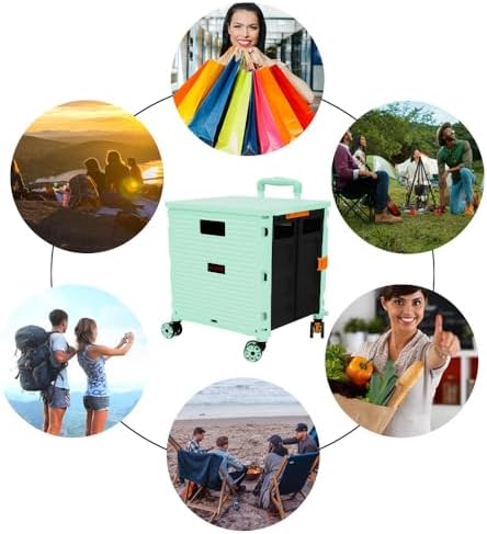 FELICON SELORSS Foldable Utility Cart Folding Portable Rolling Crate-Green - Image 6