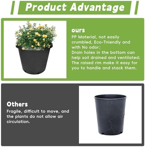 HOSTIC 15 Gallon Flexible Nursery Pots Gallon Pot with Drainage Holes Plastic Plant Container Suitable for Indoor Outdoor Vegetables Flowers Plants 10 PCS - Image 6