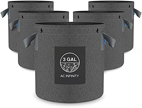 AC Infinity Heavy-Duty 500G Fabric Pots, 3 Gallon Grow Bags 5-Pack by ACInfinity