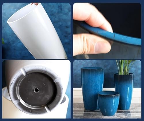 24,21,11 Inch Large Plastic Planters with Drainage Hole and Saucer - Set of 3 Tall Plant Pots Indoor Flower Pot Tall Round Planters Outdoor Large Tall Planter - Image 4