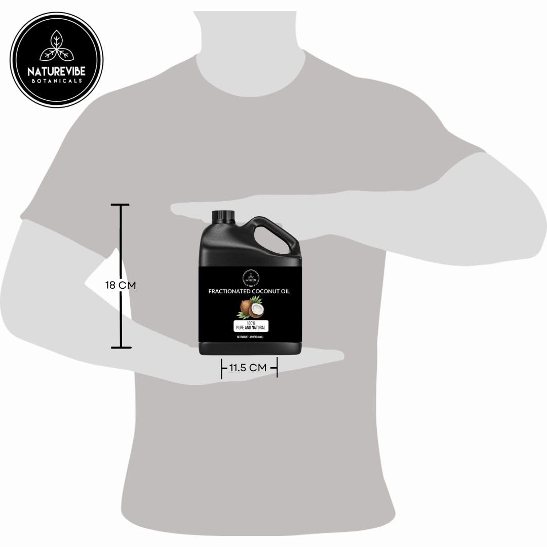 Naturevibe Botanicals Fractionated Coconut Oil 32 Ounces | 100% Pure and Natural | Great for Skin Care and Hair Care