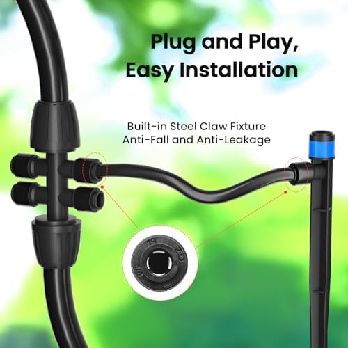 MIXC Drip Irrigation System,Quick Connector Garden Watering System Automatic Sprinkler System Kit for Lawn Raised Bed Greenhouse Plant Watering System (16FT Main Tube+ 79FT 1/4'' Tube) - Image 5
