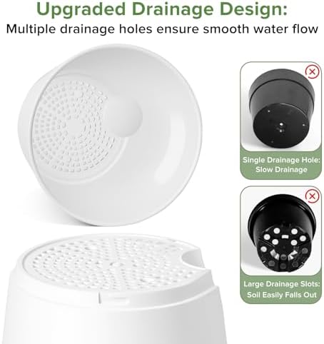 GARDIFE 2026 Upgraded Self Watering Plant Pots with Drainage Hole, 8/7/6.5/6/5.5/5/4 Inch Flower Planting Containers for House Plants, African Violet, Flowers, Cactus (White, 8+7+6.5+6+5.5+5+4 inch) - Image 4