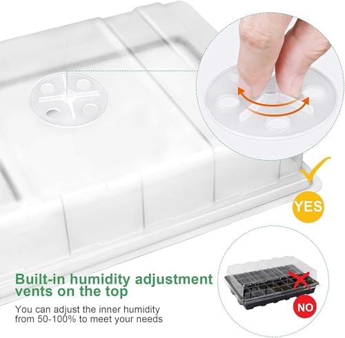 MIXC 5 Pack Seed Starter Tray, 200Cell Mini Propagator Greenhouse Grow Kit - Image 5