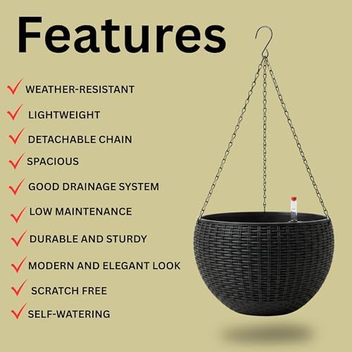 LaLaGreen Indoor Hanging Planters (11in, 2 Pack) Self-Watering Flower Pots - Image 6