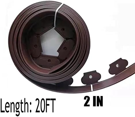 Garden Edging，20ft Landscape Edging with 20 Spikes for Lawn 2 Inch Tall (Brown, 20FT) - Image 2