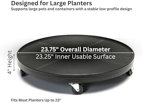 DeVaultEnterprises Devault 23.5 Inch Plant Dolly Multi-Pack, Heavy Duty Rolling Plant Caddy with Wheels for Large Pots and Planters, 500 lb Capacity, Made in USA (2, Gray Mist) - Image 2