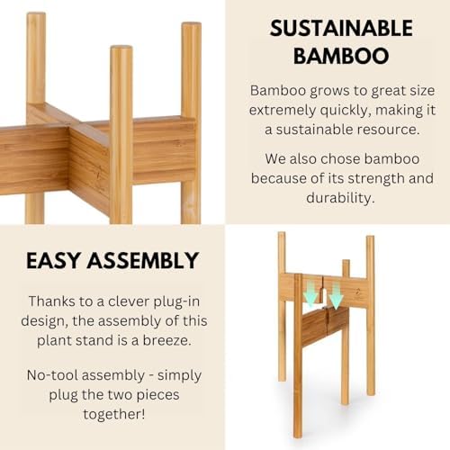 Fox & Fern Mid Century Plant Stands for Indoor Planters, Bamboo, 8 Inch - Image 3