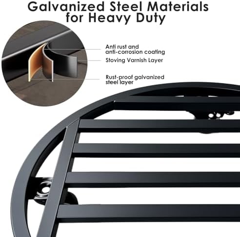 22" Metal Plant Caddy with Wheels Heavy Duty,Round Large Plant Stand Indoor Outdoor Use,Rolling Plant Dolly with Industrial Casters,Rust-Proof Black Plant Tray for Large Planters Pots,2-Pack - Image 6