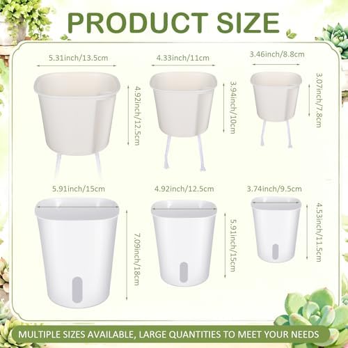 Ziliny 18 Pcs Self Watering Pots Plastic Plant 3 Sizes Flower Plant Pot with Inner White Flower Pots for Indoor House Plants Plastic Self Watering Pot for Herbs Flowers (S,M,L) - Image 2