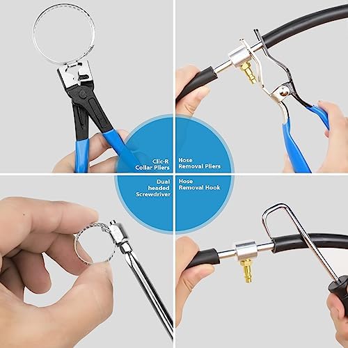BETOOLL 9pc Hose Clamp Pliers, Professional Automotive with Flexible Wire Long Reach, Clic R Type Swivel Jaw and Flat Band Pliers for Coolant Radiator Heater/Water Hose (Blue) - Image 5