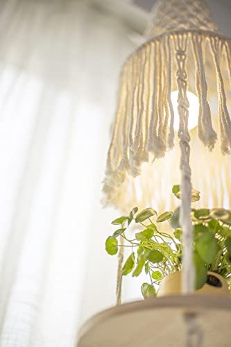 YKBU Macrame Plant Hanger Shelf Hanging Rope Shelf Indoor with Boho Lamp Shade 3 Tier Floating Round Shelves Decorative Shelf Flower Pot Holder Planter Display Rack Boho Home Decor-1 Set - Image 5