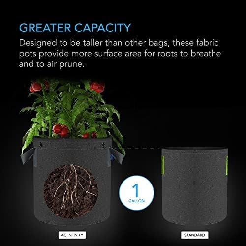 AC Infinity Heavy-Duty 500G Fabric Pots, 1 Gallon Grow Bags 5-Pack - Image 3