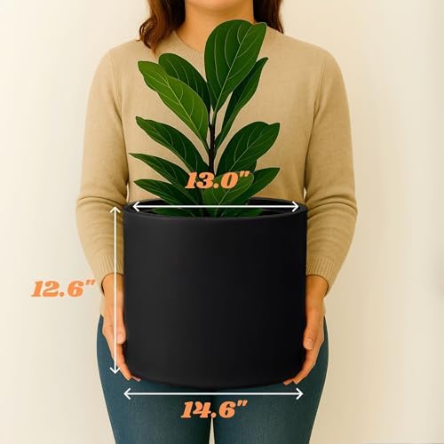 Fox & Fern Large Planter for Indoor or Outdoor, Matte Black, 14.6 Inch - Image 6