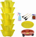 6 Tier Stacking Flower Pot Tower Stackable Vertical Plastic Garden Planter Vegetable Flower Strawberry Planter Pot with Strawberry Seeds and Garden Tool Set and Watering Can, Grow Fresh Herbs by Unknown
