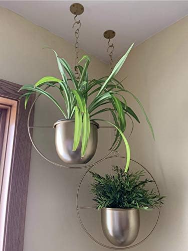 2 Pack Gold Hanging Planter with 5.5" Pot, Gold Plant Hanger - Image 4