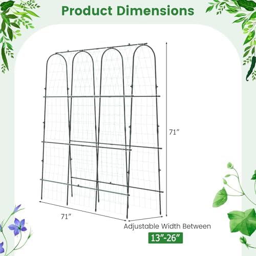 71" x 71" Cucumber Trellis for Raised Bed, Garden Arch Trellis Metal Plant Support Frame with Netting, Sure-Clips & Ground Stakes, U-Shaped Garden Trellis for Climbing Plants Outdoor - Image 5