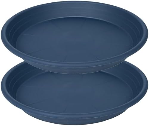 2 Pack of 14 inch Plant Saucer, Large Plant Tray, Heavy Sturdy Plant Drainage Tray for Indoors, Bird Bath Bowls, Sturdy Plastic Pot Tray for Planter (Blue) by Unknown