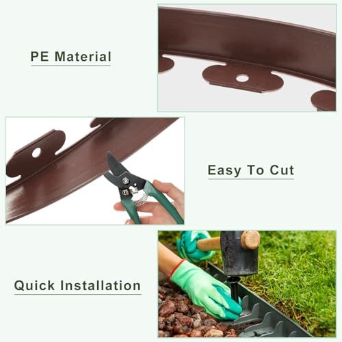 uxcell Landscape Edging, 1Pcs 20FT x 2" - Garden Edging Kit with 18 Stakes, Landscape Edging Border for Garden Lawn Flower Bed Yard Grass (Brown) - Image 4
