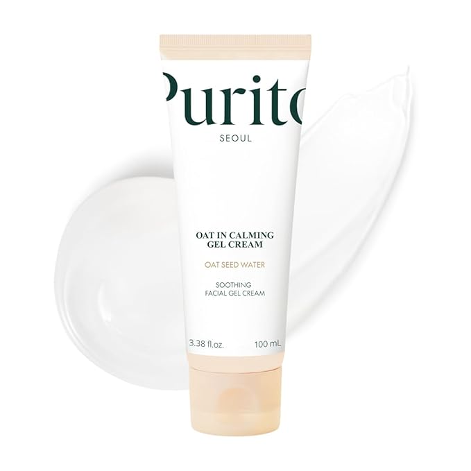 PURITO Oat In Calming Gel Cream, 77% Oat Seed Water Lightweight Water-Gel Face Moisturizer, Non-Comedogenic, Fragrance-Free, Vegan Korean Skincare, Sensitive & Blemish-Prone Skin, 100 mL