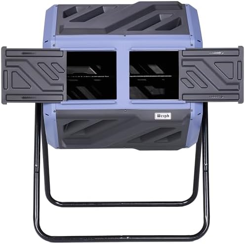 Werph 43 Gallon Outdoor Rotating Compost Bin, Dual Chamber, Purple & Black by ColorYourLife