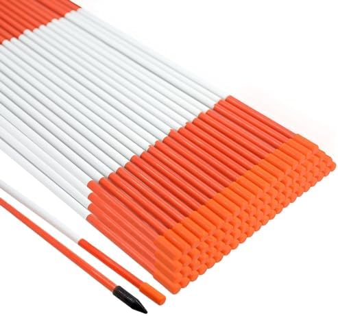 Growsun Driveway Marker 48 inch Orange Fiberglass 5/16 inch Dia Snow Fence Reflective Plow Stakes for Yard Walkways Parking Lots Safety Rods Edge, 50 Pack by Growsun