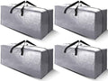Cosy Family 4 Pack Heavy Duty Extra Large Moving Bags with Backpack Straps - Strong Handles & Zippers, Storage Totes For Space Saving, Fold Flat, Alternative to Moving Box (X-Large-Set of 4, Silver) by Cosy+Family