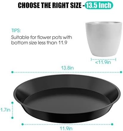 6 Pack Plant Saucer 14 16 18 20 22 Inch Plastic Plant Tray, Sturdy and Durable Flower Pot Container Accessories Plant Pot Saucers for Indoor and Outdoor (14 Inch, Black) - Image 2