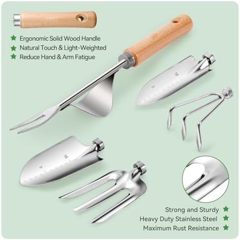 Grenebo Heavy Duty Gardening Tools with Handbag, Gardening Gifts for Women - Image 4