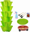 6 Tier Stacking Flower Pot Tower Stackable Vertical Plastic Garden Planter Vegetable Flower Strawberry Planter Pot-with Strawberry Seed and Garden Tool Set and Watering Can by Unknown