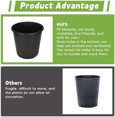 HOSTIC 1 Gallon Flexible Nursery Pots Gallon Pot with Drainage Holes Plastic Plant Container Suitable for Indoor Outdoor Vegetables Flowers Plants 10 PCS - Image 6